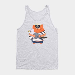 Captain Cat with seagull Tank Top